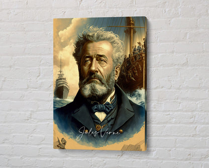 Jules Verne Poster Canvas | Jules Verne Canvas Wall Art, Jules Verne Print, Book Posters, Book Art, Book Lover Gift