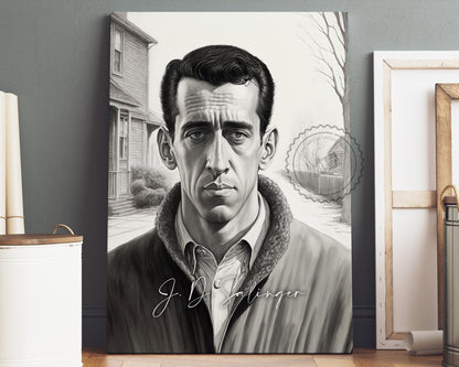 J. D. Salinger Poster Canvas | J. D. Salinger Canvas Wall Art, J. D. Salinger Print, Book Posters, Book Art, Book Lover Gift