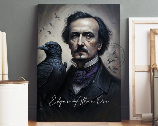 Edgar Allan Poe Poster Canvas | Edgar Allan Poe Canvas Wall Art, Edgar Allan Poe Print, Book Posters, Book Art, Book Lover Gift