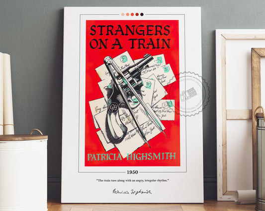 Strangers on a Train Book Cover Poster | Patricia Highsmith, Strangers on a Train Poster, Book Posters, Book Art, Book Lover Gift