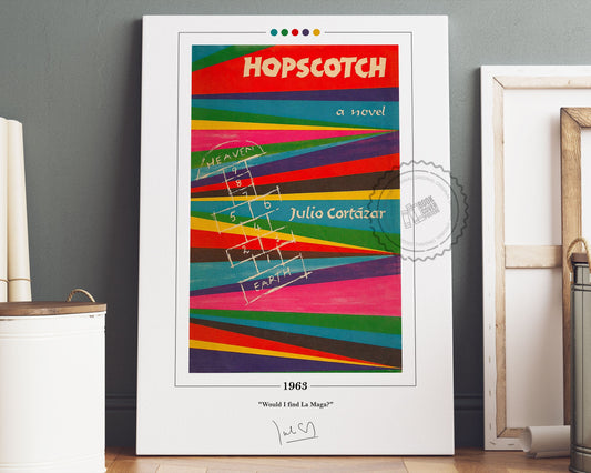 Hopscotch Book Cover Poster | Julio Cortazar, Hopscotch Poster, Hopscotch Print, Book Posters, Book Art, Canvas Wall Art, Book Lover Gift