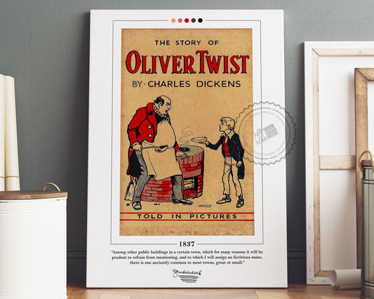 Oliver Twist Book Cover Poster | Charles Dickens, Oliver Twist Poster, Oliver Twist Print, Book Posters, Canvas Wall Art, Book Lover Gift