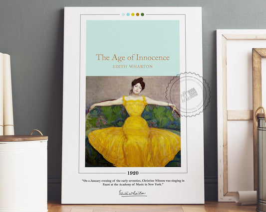The Age of Innocence Book Cover Poster | Edith Wharton, The Age of Innocence Poster, Book Poster, Canvas Wall Art, Book Art, Book Lover Gift
