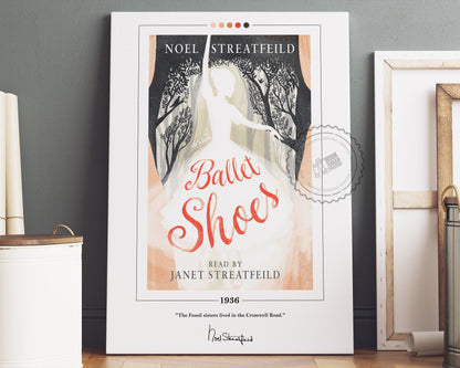 Ballet Shoes Book Cover Poster | Noel Streatfeild, Ballet Shoes Poster, Ballet Shoes Print, Book Posters, Canvas Wall Art, Book Lover Gift