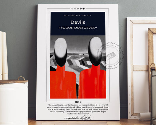 Devils Book Cover Poster | Fyodor Dostoevsky, Devils Poster, Devils Print, Book Posters, Canvas Wall Art, Book Art, Book Lover Gift
