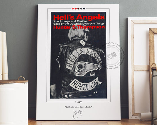 Hell's Angels Book Cover Poster | Hunter S. Thompson, Hell's Angels Poster, Hell's Angels Print, Book Posters, Book Art, Book Lover Gift