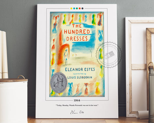 The Hundred Dresses Book Cover Poster | Eleanor Estes, The Hundred Dresses Poster, Book Posters, Canvas Wall Art, Book Art, Book Lover Gift