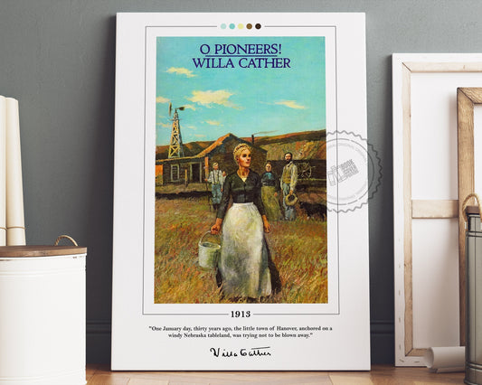 O Pioneers Book Cover Poster | Willa Cather, O Pioneers Poster, O Pioneers Print, Book Posters, Canvas Wall Art, Book Art, Book Lover Gift
