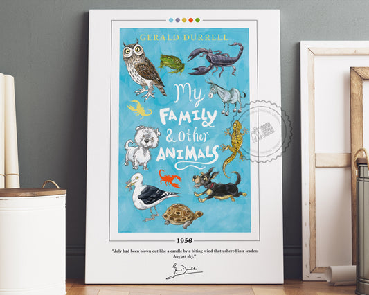 My Family and Other Animals Book Cover Poster | Gerald Durrell, My Family and Other Animals Poster, Book Posters, Book Art, Book Lover Gift