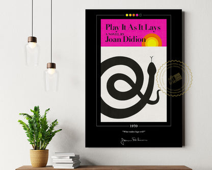 Play It as It Lays Book Cover Poster | Joan Didion, Play It as It Lays Poster, Book Posters, Book Art, Canvas Wall Art, Book Lover Gift