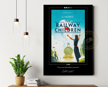 The Railway Children Book Cover Poster | E. Nesbit, The Railway Children Poster, Book Posters, Book Art, Canvas Wall Art, Book Lover Gift