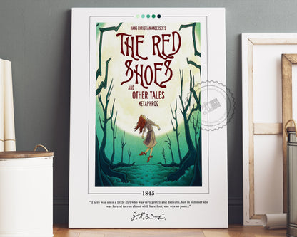 The Red Shoes Book Cover Poster | Hans Christian Andersen, The Red Shoes Poster, Book Posters, Book Art, Canvas Wall Art, Book Lover Gift