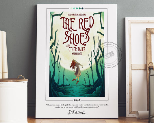 The Red Shoes Book Cover Poster | Hans Christian Andersen, The Red Shoes Poster, Book Posters, Book Art, Canvas Wall Art, Book Lover Gift