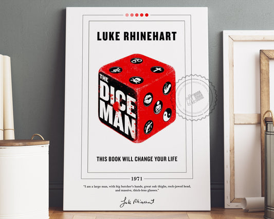 The Dice Man Book Cover Poster | Luke Rhinehart, Dice Man Poster, Dice Man Print, Book Posters, Canvas Wall Art, Book Art, Book Lover Gift