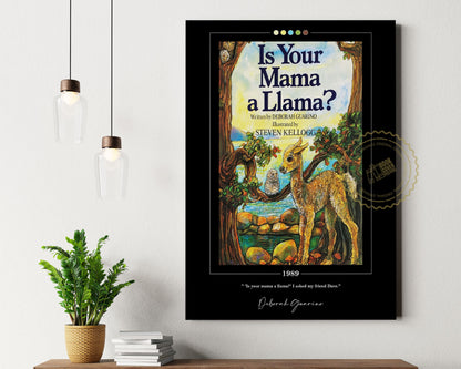 Is Your Mama a Llama Book Cover Poster | Deborah Guarino, Is Your Mama a Llama Poster, Book Posters, Canvas Wall Art, Book Lover Gift