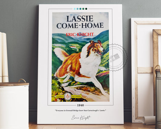 Lassie Come Home Book Cover Poster | Eric Knight, Lassie Come Home Poster, Lassie Come Home Print, Book Posters, Book Art, Book Lover Gift
