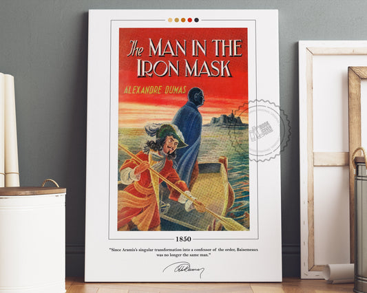 The Man in the Iron Mask Book Cover Poster | Alexandre Dumas, The Man in the Iron Mask Poster, Book Posters, Book Art, Book Lover Gift