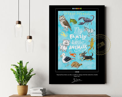 My Family and Other Animals Book Cover Poster | Gerald Durrell, My Family and Other Animals Poster, Book Posters, Book Art, Book Lover Gift