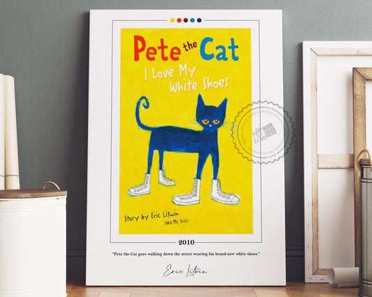 Pete the Cat Book Cover Poster | Eric Litwin, Pete the Cat Poster, Pete the Cat Print, Book Posters, Canvas Wall Art, Book Lover Gift