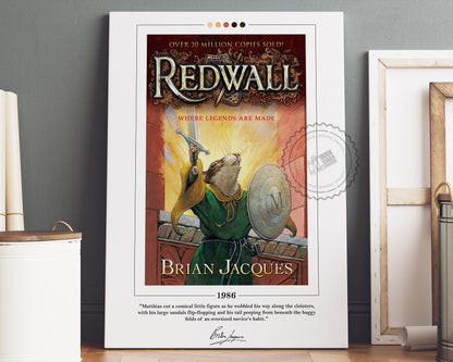 Redwall Book Cover Poster | Brian Jacques, Redwall Poster, Redwall Print, Book Posters, Book Art, Canvas Wall Art, Book Lover Gift