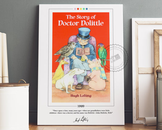 The Story of Doctor Dolittle Book Cover Poster | Hugh Lofting, The Story of Doctor Dolittle Poster, Book Posters, Book Art, Book Lover Gift