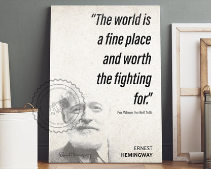 Ernest Hemingway Quote Wall Art | For Whom the Bell Tolls Quote Poster, Quote Print, Quote Art, Book Quote, Canvas Wall Art, Book Lover Gift