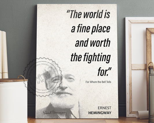 Ernest Hemingway Quote Wall Art | For Whom the Bell Tolls Quote Poster, Quote Print, Quote Art, Book Quote, Canvas Wall Art, Book Lover Gift