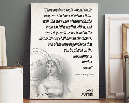 Jane Austen Quote Wall Art | "Merit of Sense" Pride and Prejudice Quote Poster, Quote Print, Quote Art, Book Quotes, Book Lover Gift