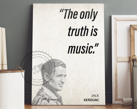 Jack Kerouac Quote Wall Art | "Music" Quote Poster, Quote Print, Quote Art, Book Quotes, Canvas Wall Art, Book Lover Gift