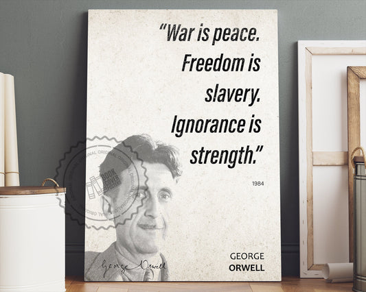 George Orwell Quote Wall Art | "War is Peace" 1984 Quote Poster, Quote Print, Quote Art, Book Quote, Canvas Wall Art, Book Lover Gift
