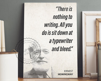 Ernest Hemingway Quote Wall Art | "Typewriter" Quote Poster, Quote Print, Quote Art, Book Quotes, Canvas Wall Art, Book Lover Gift