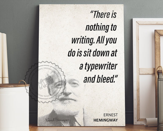 Ernest Hemingway Quote Wall Art | "Typewriter" Quote Poster, Quote Print, Quote Art, Book Quotes, Canvas Wall Art, Book Lover Gift