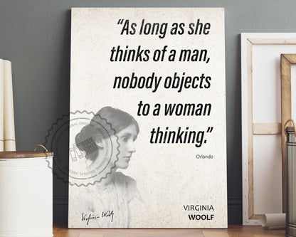 Virginia Woolf Quote Wall Art | "Woman Thinking" Orlando Quote Poster, Quote Print, Quote Art, Book Quotes, Canvas Wall Art, Book Lover Gift