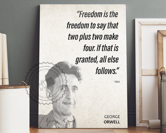George Orwell Quote Wall Art | "Two Plus Two" 1984 Quote Poster, Quote Print, Quote Art, Book Quote, Canvas Wall Art, Book Lover Gift