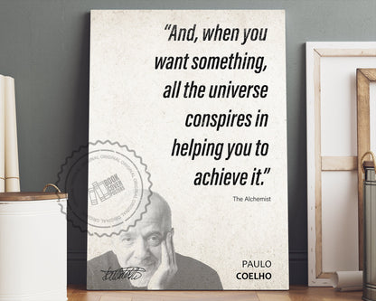 Paulo Coelho Quote Wall Art | The Alchemist Quote Poster, Quote Print, Quote Art, Book Quote, Canvas Print, Book Lover Gift
