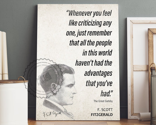F. Scott Fitzgerald Quote Wall Art | The Great Gatsby Quote Poster, Quote Print, Quote Art, Book Quote, Canvas Wall Art, Book Lover Gift