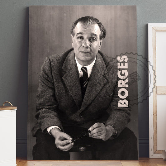 Jorge Luis Borges Poster Canvas Wall Art, Book Lover Gifts, Gifts for Readers, Bookish Gifts, Bookworm Gifts, Library Decor