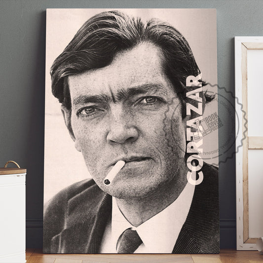 Julio Cortazar Poster Canvas Wall Art, Book Lover Gifts, Gifts for Readers, Bookish Gifts, Bookworm Gifts, Library Decor