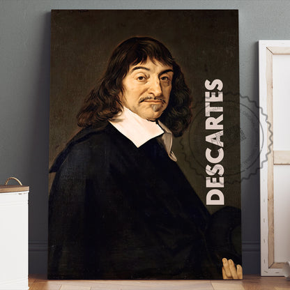 Rene Descartes Poster Canvas Wall Art, Book Lover Gifts, Gifts for Readers, Bookish Gifts, Bookworm Gifts, Library Decor
