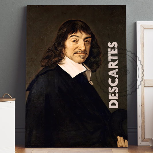 Rene Descartes Poster Canvas Wall Art, Book Lover Gifts, Gifts for Readers, Bookish Gifts, Bookworm Gifts, Library Decor