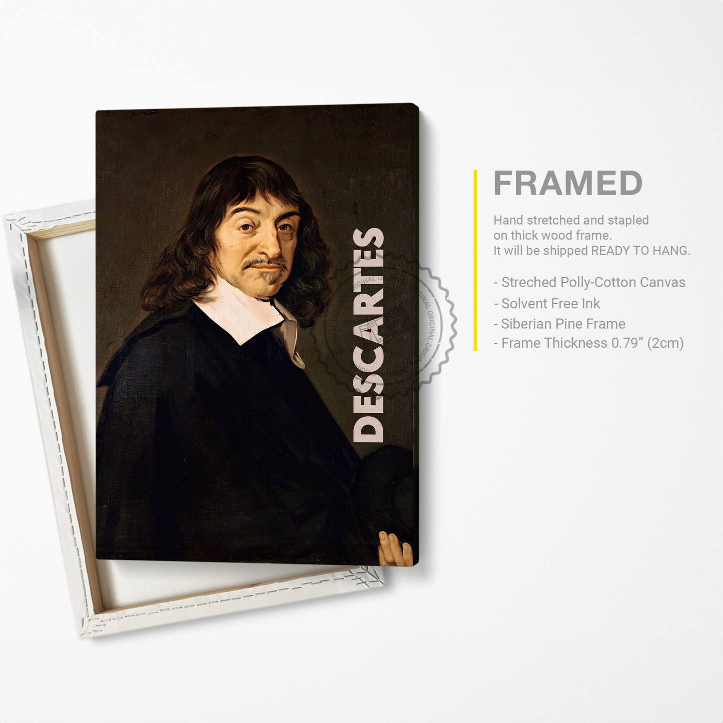 Rene Descartes Poster Canvas Wall Art, Book Lover Gifts, Gifts for Readers, Bookish Gifts, Bookworm Gifts, Library Decor