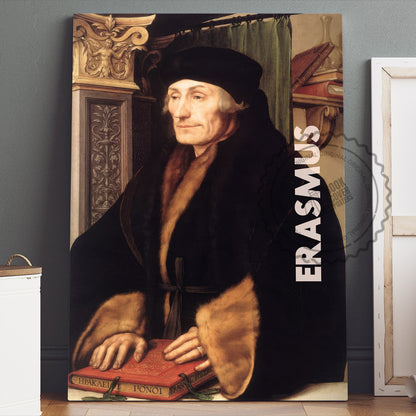 Erasmus Poster Canvas Wall Art, Book Lover Gifts, Gifts for Readers, Bookish Gifts, Bookworm Gifts, Library Decor