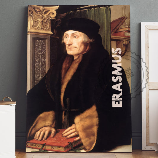 Erasmus Poster Canvas Wall Art, Book Lover Gifts, Gifts for Readers, Bookish Gifts, Bookworm Gifts, Library Decor