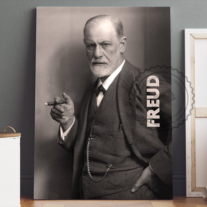 Sigmund Freud Poster Canvas Wall Art, Book Lover Gifts, Gifts for Readers, Bookish Gifts, Bookworm Gifts, Library Decor