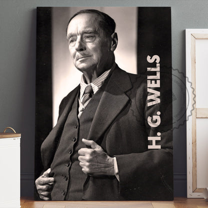 H. G. Wells Poster Canvas Wall Art, Book Lover Gifts, Gifts for Readers, Bookish Gifts, Bookworm Gifts, Library Decor