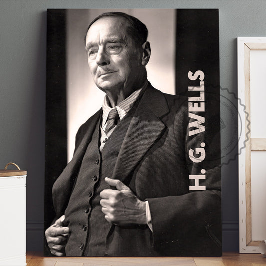 H. G. Wells Poster Canvas Wall Art, Book Lover Gifts, Gifts for Readers, Bookish Gifts, Bookworm Gifts, Library Decor
