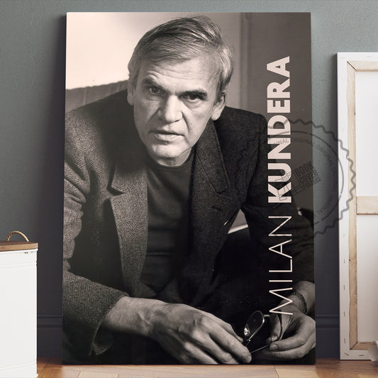 Milan Kundera Poster Canvas Wall Art, Book Lover Gifts, Gifts for Readers, Bookish Gifts, Bookworm Gifts, Library Decor