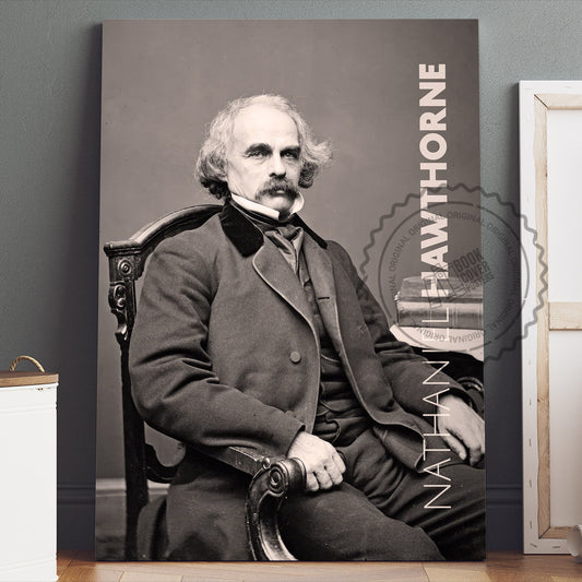 Nathaniel Hawthorne Poster Canvas Wall Art, Book Lover Gifts, Gifts for Readers, Bookish Gifts, Bookworm Gifts, Library Decor