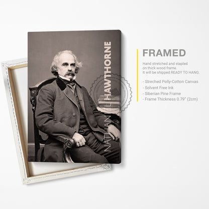 Nathaniel Hawthorne Poster Canvas Wall Art, Book Lover Gifts, Gifts for Readers, Bookish Gifts, Bookworm Gifts, Library Decor