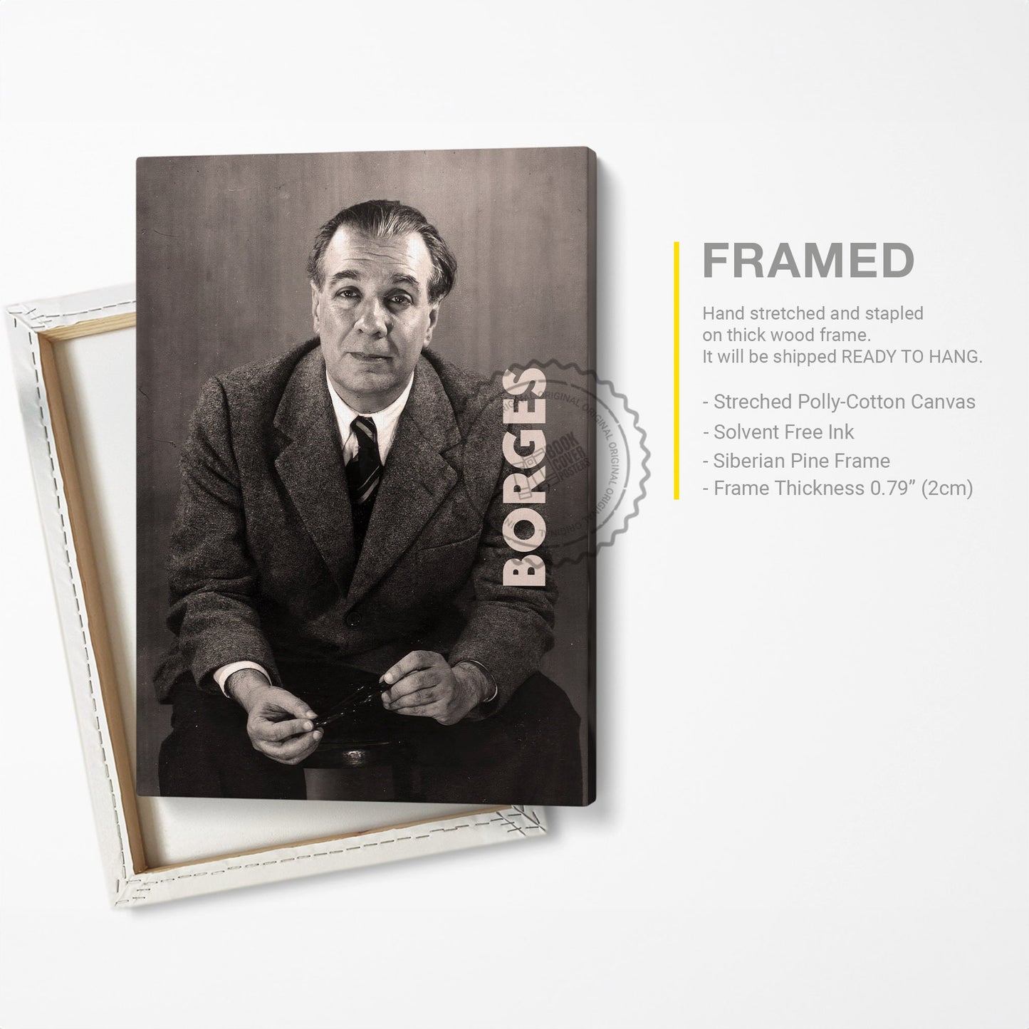 Jorge Luis Borges Poster Canvas Wall Art, Book Lover Gifts, Gifts for Readers, Bookish Gifts, Bookworm Gifts, Library Decor